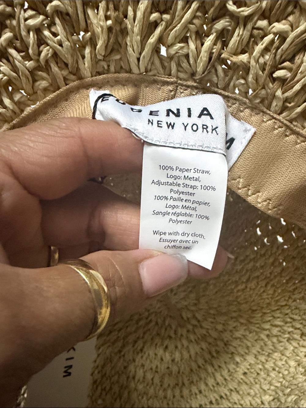 NWT Eugenia Kim Straw Bucket Hat Two Tone Tan One Size - Picture 7 of 8